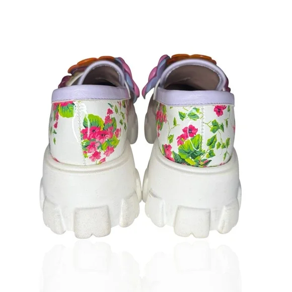 Betsey Johnson Vinie Lug Platform Shoes Women's US Size 8 Multi Floral Loafer - Picture 7 of 10